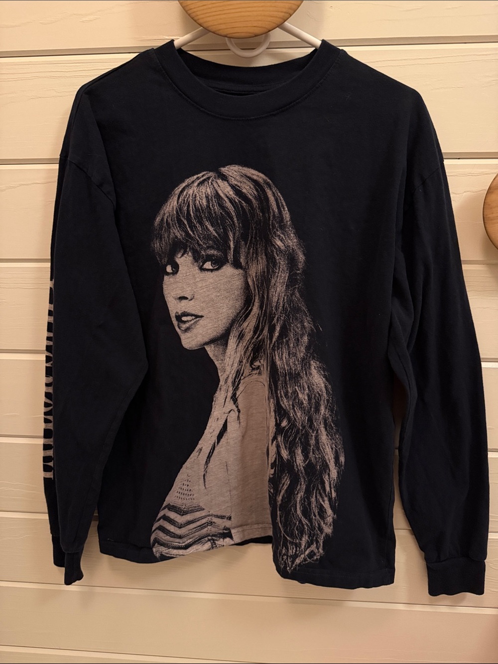 Taylor Swift Black Long-Sleeve Eras Tour Tee with Portrait Graphic